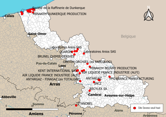 Carte des sites « Seveso seuil haut ».