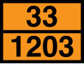 An ADR plate that displays Hazard identification number (top) and UN number (bottom).