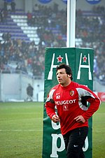 Byron Kelleher avant le match de Coupe d'Europe 2007-2008 Toulouse-Leicester