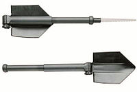 Glock Feldspaten entrenching tool. Note: plastic telescoping handle and saw blade