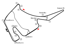 The layout of the Hockenheimring