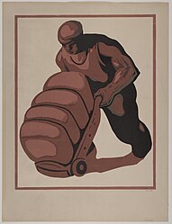 Workman Pushing Four Bundles, c. 1936-1941