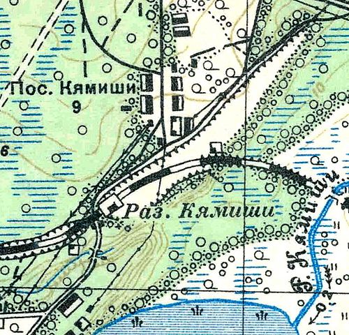 План посёлка при станции Кямиши. 1938 год