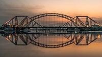 Lansdowne Bridge and Ayub Bridge connecting the cities of Rohri and Sukkur in Sindh, Pakistan.
