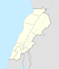 Map showing the location of Rab El Thalathine within Lebanon