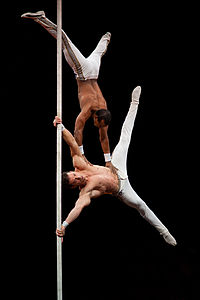 Acrobatic performers on a Chinese pole, by Ludo29 (edited by Jovianeye)