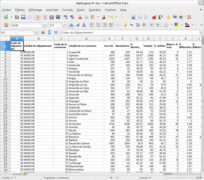 Document .xls provenant de data.gouv.fr avec Calc dans Gnome Shell.