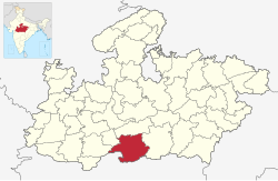 Location of Betul district in Madhya Pradesh