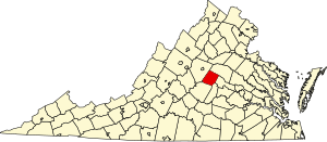 Map of Virginia highlighting Fluvanna County