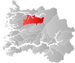 Mapa do condado de Sogn og Fjordane com Gloppen em destaque.