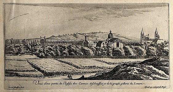 The Convent and church in the 1670s, with Louvre in background