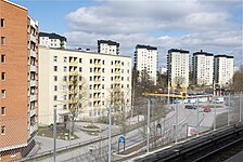 Buildings east of Rågsved centre