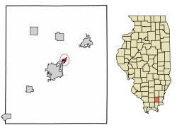 Location of Muddy in Saline County, Illinois.