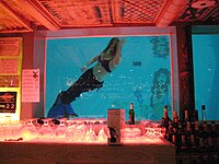 Women swim dressed up as mermaids at the the Sip 'n Dip tiki bar in Great Falls, Montana