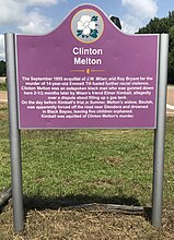 Clinton Melton was the victim of a racially motivated killing a few months after Till. Despite eyewitness testimony, his killer, a friend of Milam's, was acquitted by an all-white jury at the same courthouse.[132]