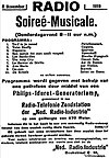 Image 9Advertisement placed on November 5, 1919, Nieuwe Rotterdamsche Courant announcing PCGG's debut broadcast scheduled for the next evening (from Radio broadcasting)