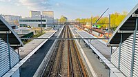 Looking down at the platforms and tracks