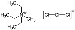 Strukturformel von Triethylmethylammoniumtrichlorid