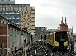 A U12 train leaving Warschauer Straße