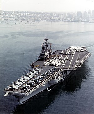 USS Ranger (CV-61) departing from San Diego
