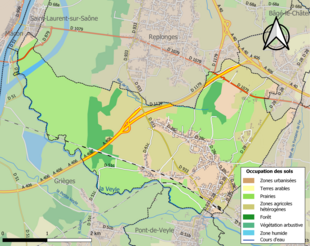 Carte en couleurs présentant l'occupation des sols.