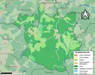 Carte en couleurs présentant l'occupation des sols.