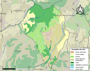 Carte en couleurs présentant l'occupation des sols.