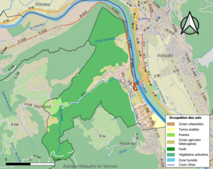 Carte en couleurs présentant l'occupation des sols.