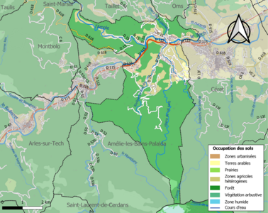 Carte en couleurs présentant l'occupation des sols.