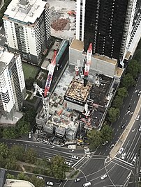 Approximately a year into construction, Australia 108 in February 2017, as viewed from the Eureka Skydeck