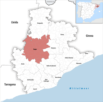 Die Lage der Comarca Bages in der Provinz Barcelona