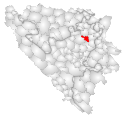 Location of Banovići within Bosnia and Herzegovina.