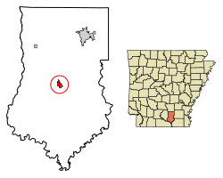 Location of Hermitage in Bradley County, Arkansas.