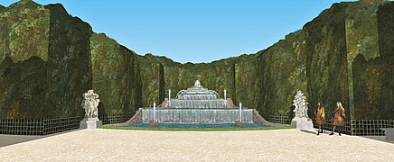 Cascade d'Arthelon, qui termine l'allée basse des jardins bas du château de Meudon, vers 1700.