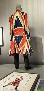 A mannequin wearing a Union Jack coat