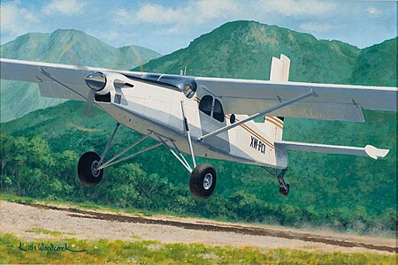 Peinture exposée au musée de la CIA représentant un PC-6/A-H2 de Continental Air Service en phase d'atterrissage au Laos en 1969.