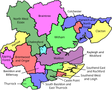 Map of UK parliamentary constituencies in Essex from 2024