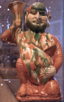 Tomb figure of a foreigner with a wineskin, c. 674–750