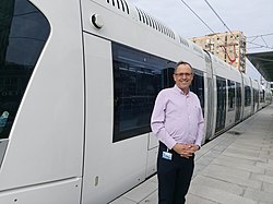 גליק בנסיעת מבחן של הקו האדום בבת ים, נובמבר 2021