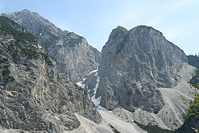 Vue de la Hüttenspitze (à droite) et de la Wechselspitze (à gauche).