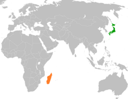 JapanとMadagascarの位置を示した地図