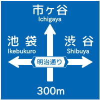 Interchange advance guide road sign in Japan.