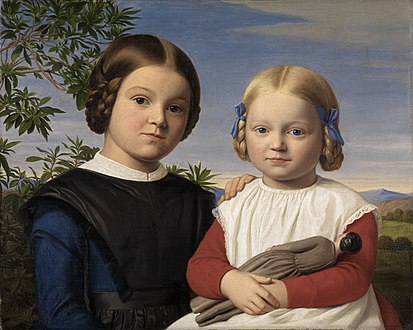 Double portrait of two children