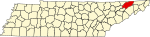 State map highlighting Hawkins County