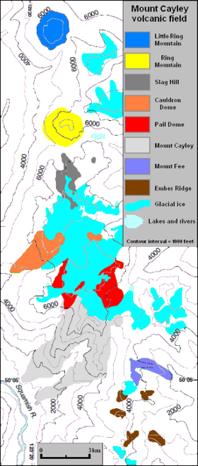 Carte du champ volcanique du mont Cayley.