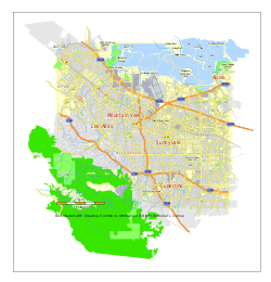 Mountain View city map, California, U.S.