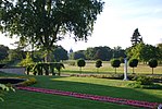 Parkanläggning vid Schloss Charlottenhof med utsikt mot Neues Palais