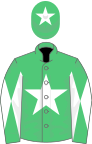 Emerald green, white star, diabolo on sleeves and star on cap