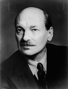 portrait photograph of Clement Attlee, aged around 62