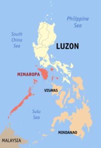 Mapa han Pilipinas nga nagpapakita kon hain nahimutangan an Rehiyon IV-B MIMAROPA
